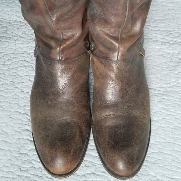Coclico genuine leather tall riding boots low heel vintage-looking patina - Picture 9 of 13